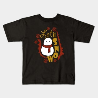 Let It Snow Moody Snowman Kids T-Shirt